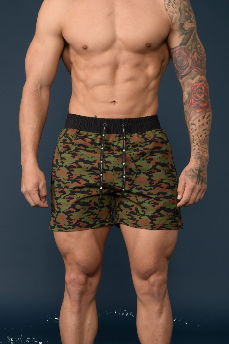 101 pantalones cortos de culturismo hombres YoungLA camuflaje verde 4Z0B694 ropa