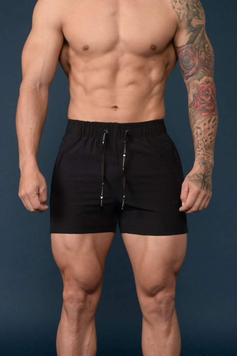 101 pantalones cortos de culturismo hombres YoungLA todo negro 4Z0B685 ropa