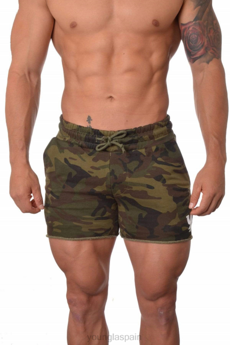 102 pantalones cortos de rizo francés de culturismo hombres YoungLA camuflaje verde 4Z0B647 ropa
