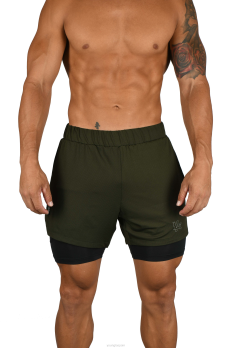 105 pantalones cortos de compresión 2.0 hombres YoungLA oliva/negro 4Z0B567 ropa