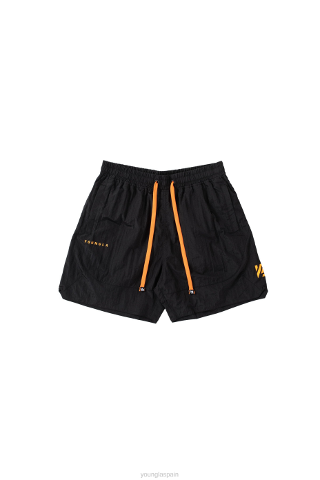 109 pantalones cortos retro hombres YoungLA todo negro 4Z0B593 ropa