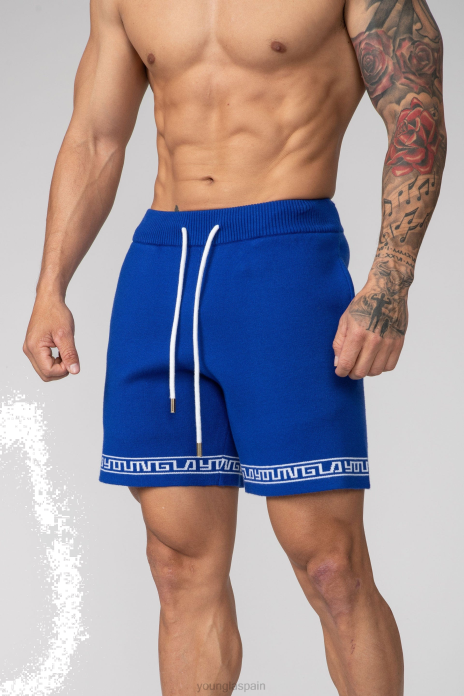 116 pantalones cortos de punto con jeroglíficos hombres YoungLA azul real 4Z0B674 ropa