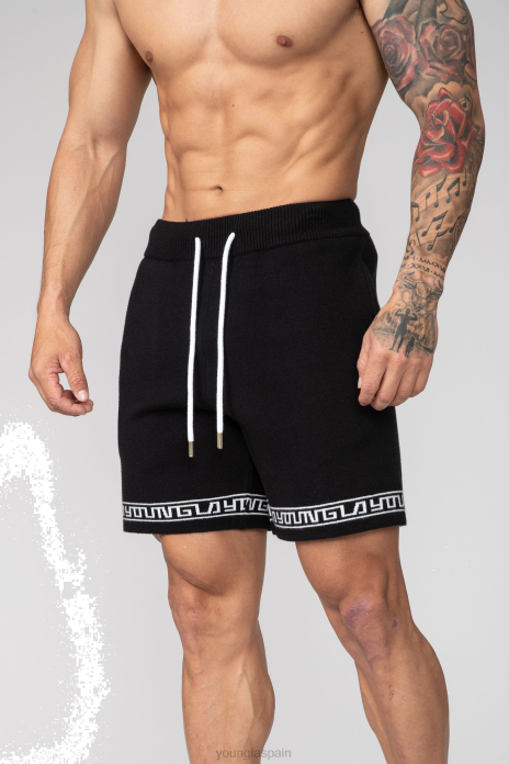 116 pantalones cortos de punto con jeroglíficos hombres YoungLA negro 4Z0B670 ropa