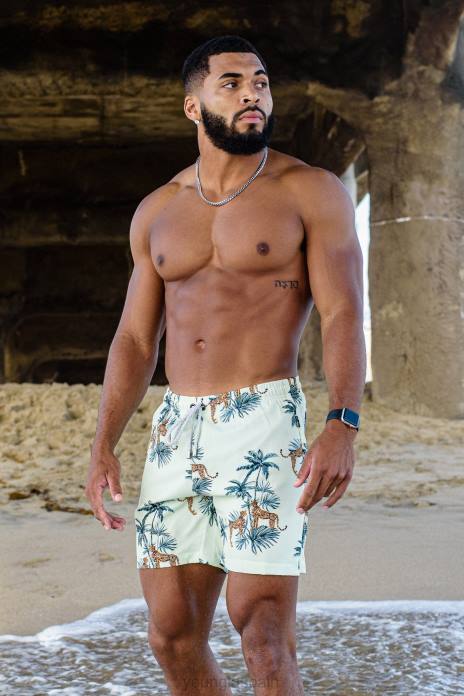 128 shorts de baño abstractos \'22 hombres YoungLA guepardo tropical 4Z0B711 ropa