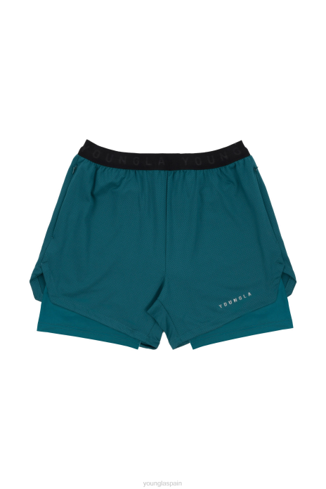 129 pantalones cortos de compresión trilogía hombres YoungLA verde azulado 4Z0B531 ropa
