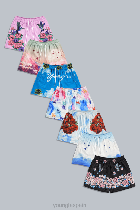 141 los cortos de la fiesta del barrio hombres YoungLA nubes de firma 4Z0B608 ropa