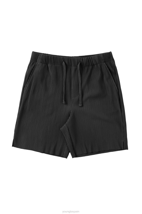 148 pantalones cortos de festival plisados hombres YoungLA negro 4Z0B526 ropa