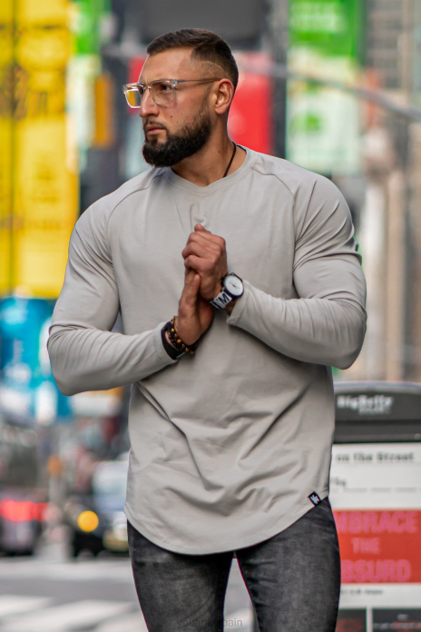 410 camisas raglán de manga larga perfectas hombres YoungLA gris 4Z0B450 ropa