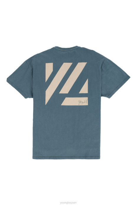 413 camisas bloque de gran tamaño hombres YoungLA verde azulado lavado 4Z0B264 ropa