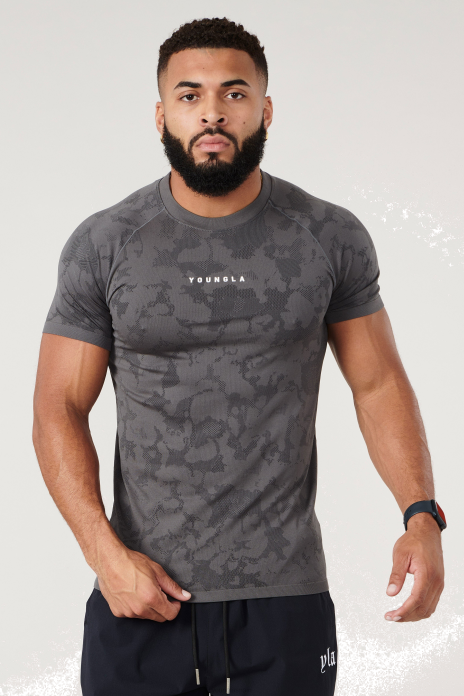 437 tees de compresión digitales hombres YoungLA gris oscuro 4Z0B173 ropa