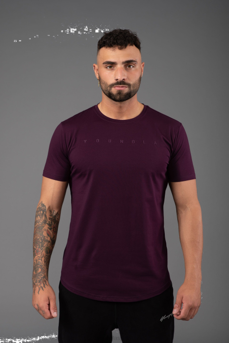 459 camisetas ajustadas monocromáticas hombres YoungLA ciruela 4Z0B304 ropa
