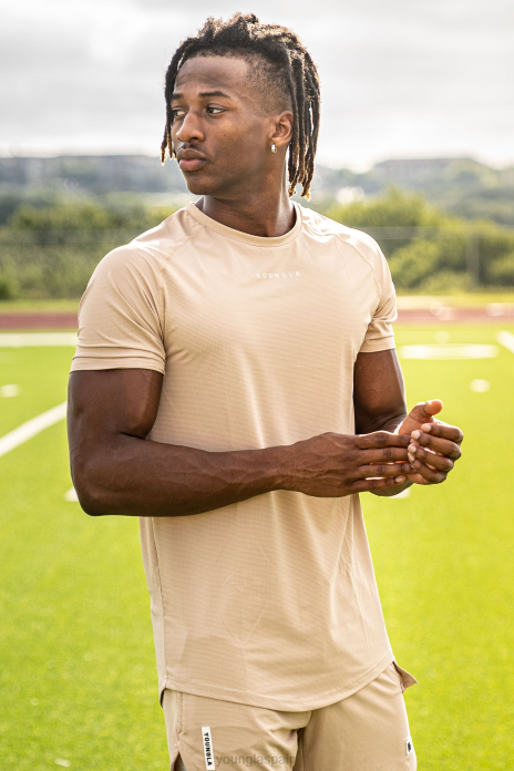 Camisas manga corta línea 440 performance hombres YoungLA beige 4Z0B437 ropa