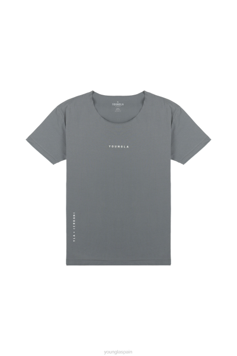 Camiseta 447 con cuello ancho y corte sin rematar hombres YoungLA gris 4Z0B231 ropa