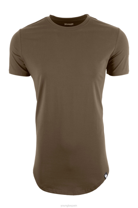Camiseta perfecta 402 - fondo festoneado hombres YoungLA aceituna 4Z0B327 ropa