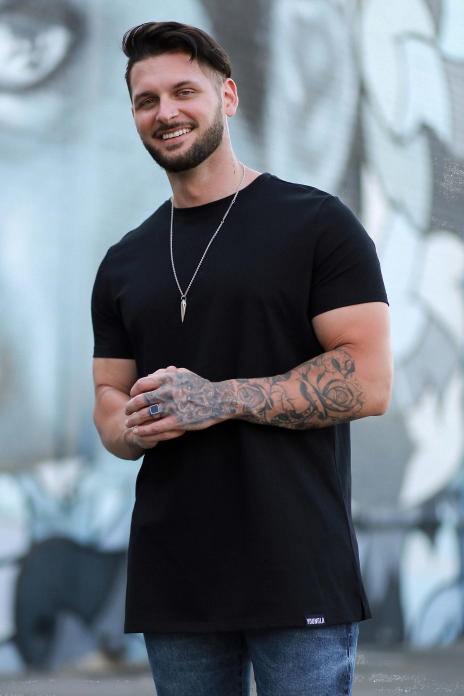 Camiseta perfecta 411 - parte inferior recta hombres YoungLA negro 4Z0B188 ropa