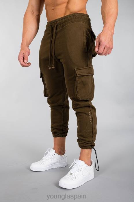 206 joggers de combate rambo hombres YoungLA lavado marrón 4Z0B914 ropa
