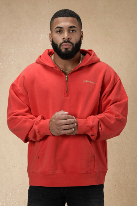sudadera con capucha y cremallera de un cuarto con remaches 509 hombres YoungLA rojo 4Z0B800 ropa