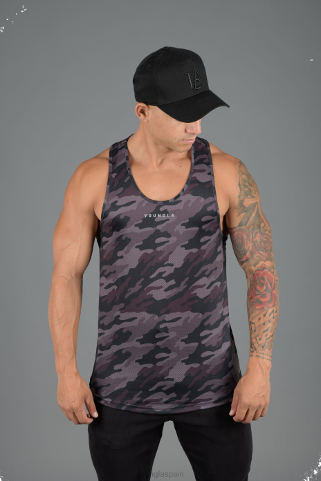 Camisetas sin mangas línea 305 performance hombres YoungLA camuflaje negro 4Z0B105 ropa