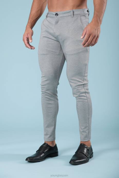 614 pantalones de vestir elegantes hombres YoungLA cuadros grises 4Z0B745 ropa