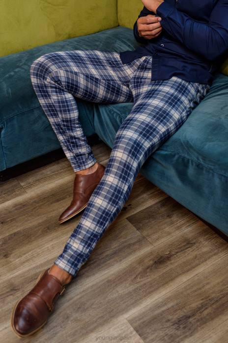 614 pantalones de vestir elegantes hombres YoungLA cuadros negros 4Z0B744 ropa