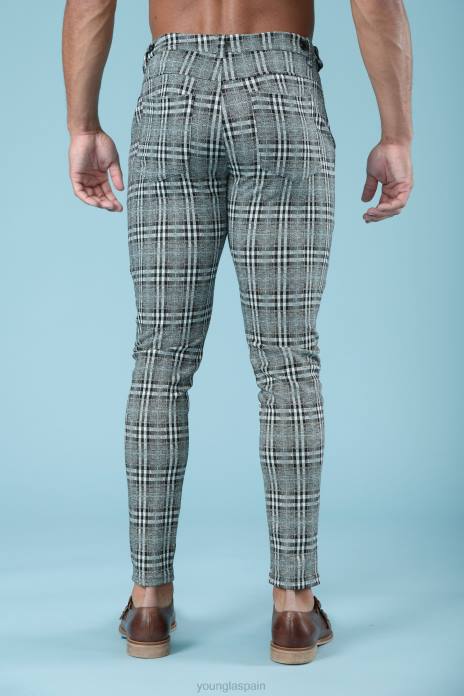 614 pantalones de vestir elegantes hombres YoungLA cuadros negros 4Z0B744 ropa