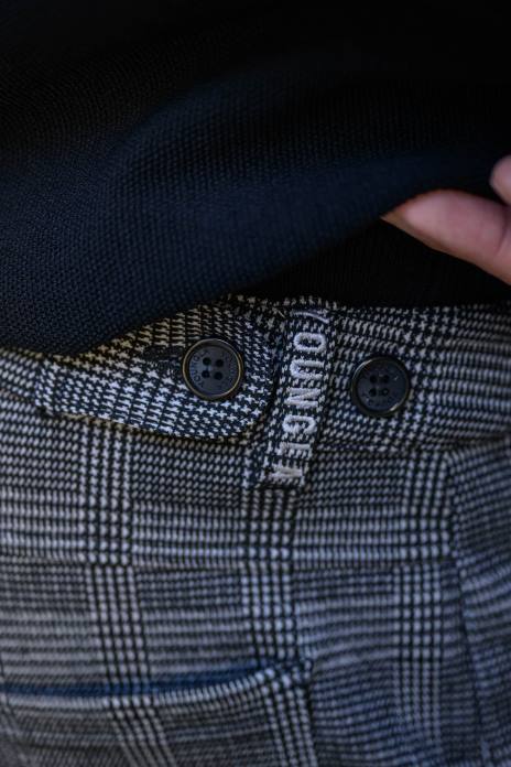 615 nuevos pantalones de vestir hombres YoungLA azul marino/blanco roto 4Z0B753 ropa