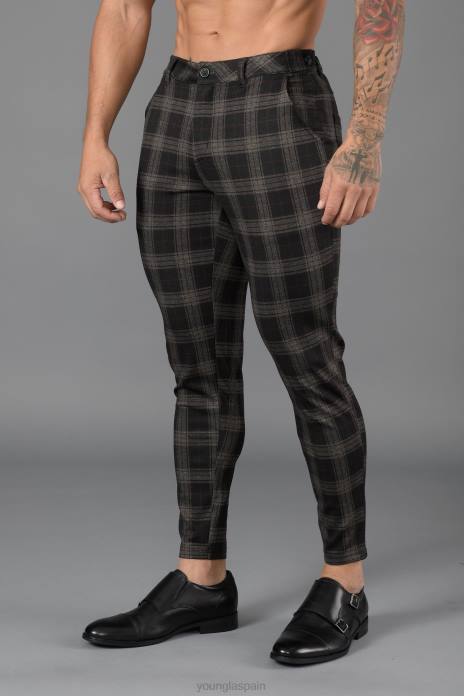 615 nuevos pantalones de vestir hombres YoungLA negro/blanco roto 4Z0B751 ropa