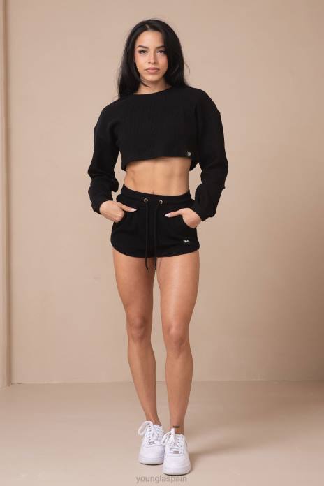 pantalones cortos color melocotón w113 mujer YoungLA negro 4Z0B1100 ropa