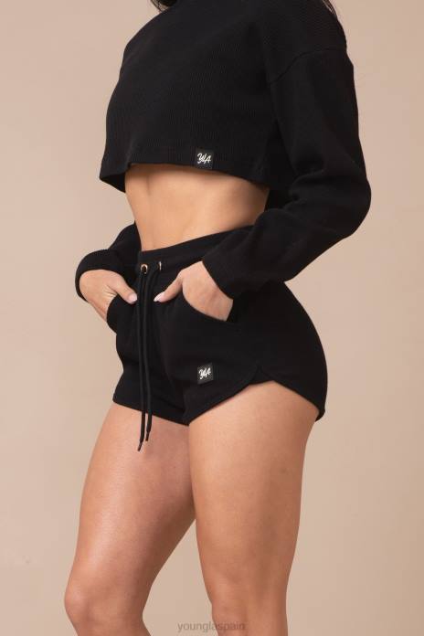 pantalones cortos color melocotón w113 mujer YoungLA negro 4Z0B1100 ropa