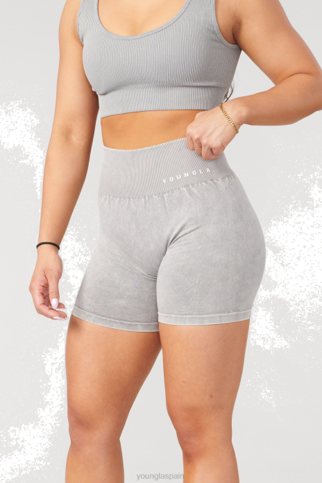 shorts ciclistas scrunch de carbono w111 mujer YoungLA lavado gris 4Z0B1111 ropa