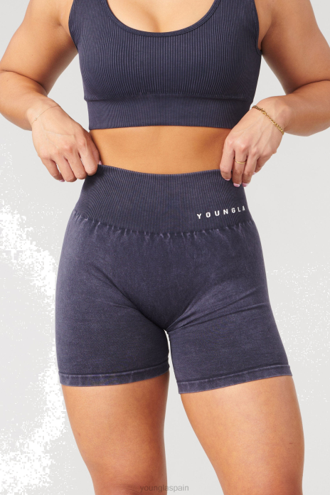 shorts ciclistas scrunch de carbono w111 mujer YoungLA lavado negro 4Z0B1110 ropa