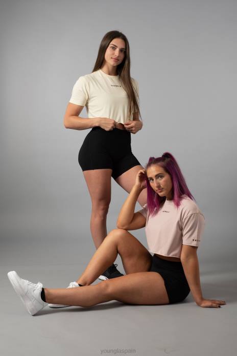 camiseta corta establecida w403 mujer YoungLA bebida rosa 4Z0B1023 ropa