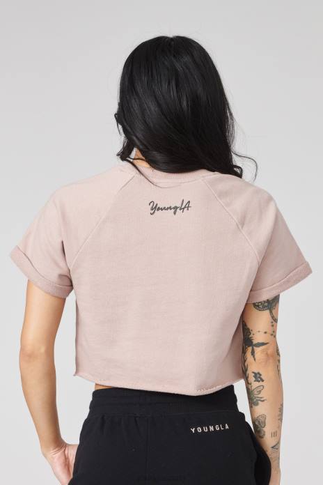 camiseta corta raglán w411 mujer YoungLA malva polvoriento 4Z0B1052 ropa