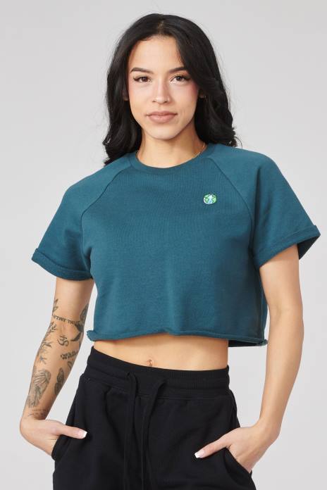 camiseta corta raglán w411 mujer YoungLA verde azulado 4Z0B1055 ropa