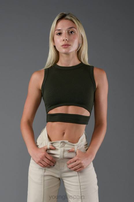 playeras sin mangas w302 mujer YoungLA oliva oscuro 4Z0B1043 ropa