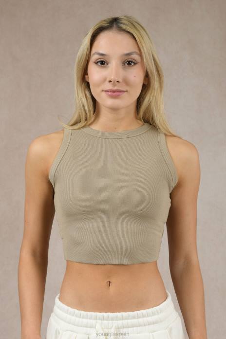 w314 - camiseta sin mangas flexrib mujer YoungLA niebla azul 4Z0B1063 ropa