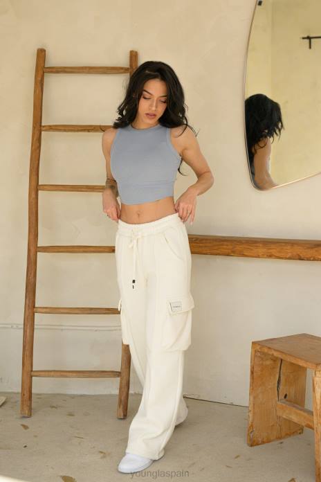 w314 - camiseta sin mangas flexrib mujer YoungLA niebla azul 4Z0B1063 ropa