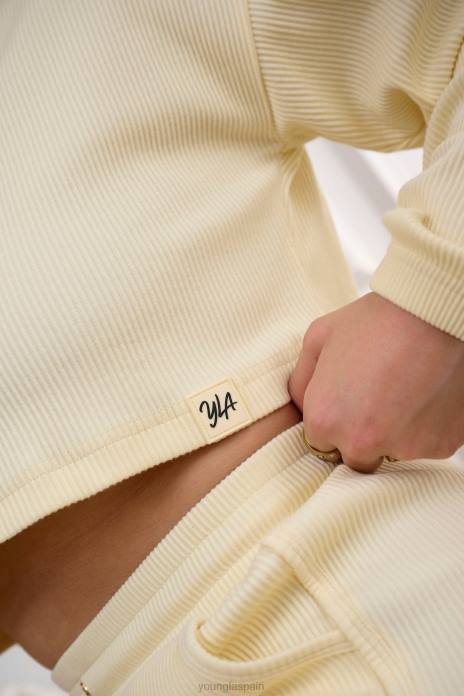 w413 manga larga recortada melocotón mujer YoungLA Marfil 4Z0B1071 ropa