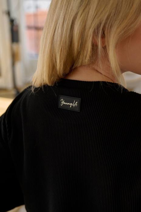 w413 manga larga recortada melocotón mujer YoungLA Marfil 4Z0B1071 ropa