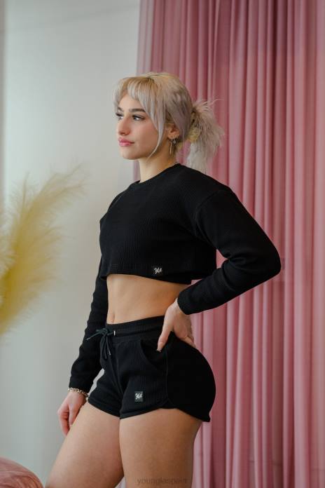 w413 manga larga recortada melocotón mujer YoungLA Marfil 4Z0B1071 ropa