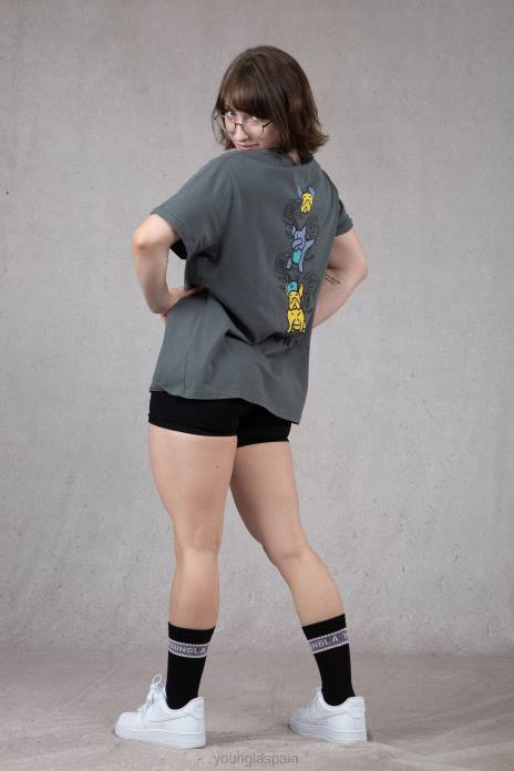 w417 camiseta extragrande iggy mujer YoungLA lavado gris claro 4Z0B1057 ropa