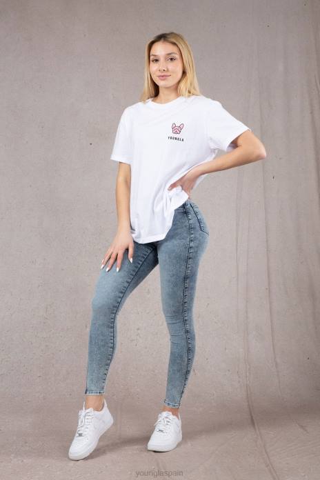 w417 camiseta extragrande iggy mujer YoungLA lavado gris claro 4Z0B1057 ropa