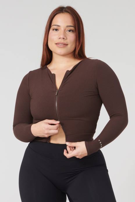 w418 manga larga con doble cremallera mujer YoungLA gris 4Z0B1040 ropa