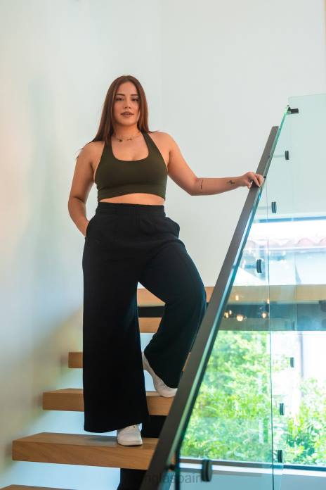 pantalones de lana de pierna ancha w201 mujer YoungLA Marfil 4Z0B1142 ropa