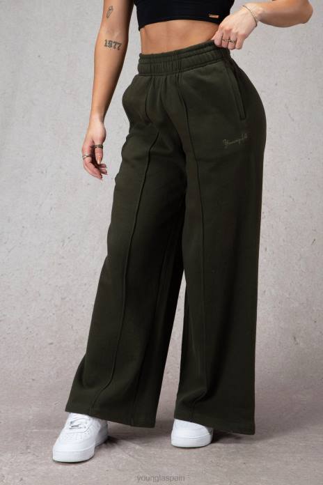pantalones de lana de pierna ancha w201 mujer YoungLA oliva oscuro 4Z0B1143 ropa