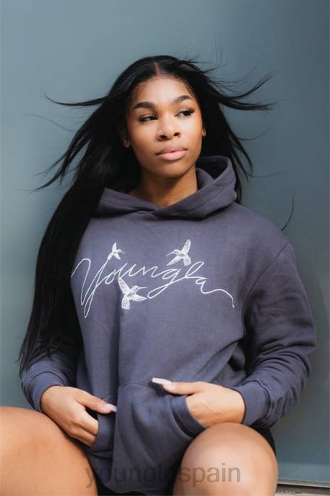 sudadera con capucha extragrande de colibrí w509 mujer YoungLA carbón 4Z0B1186 ropa
