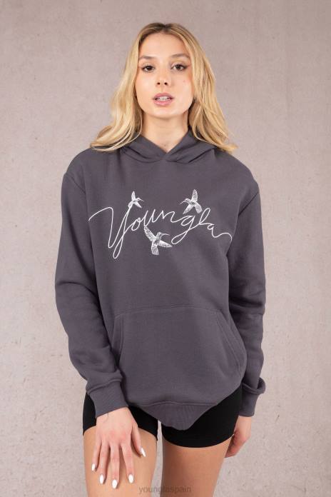 sudadera con capucha extragrande de colibrí w509 mujer YoungLA hueso 4Z0B1184 ropa