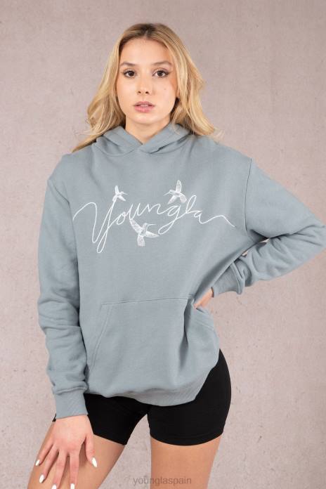 sudadera con capucha extragrande de colibrí w509 mujer YoungLA hueso 4Z0B1184 ropa