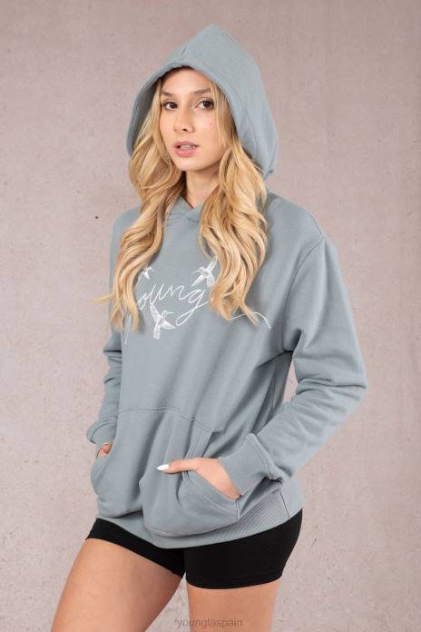 sudadera con capucha extragrande de colibrí w509 mujer YoungLA hueso 4Z0B1184 ropa