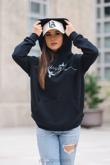 sudadera con capucha extragrande de colibrí w509 mujer YoungLA negro 4Z0B1187 ropa